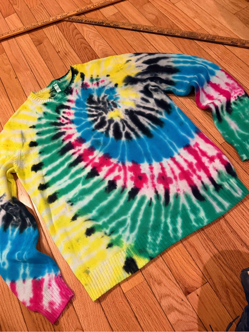 100% Cotton Knit Sweater  Pink & Green Tie-Dye Size M